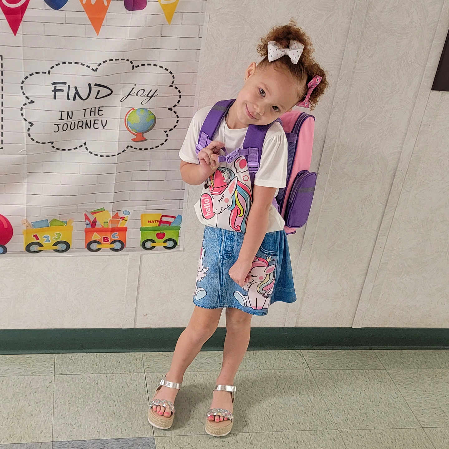 Promise joined the competition — help win amazing prizes! accessories, backpack, bag, child, clothing, face, female, footwear, girl, head, jeans, pants, person, photography, portrait, sandal, shoe, shorts, skirt, sneaker