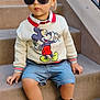 Arian Ovalle joined the competition — help win amazing prizes! toddler, child, sunglasses, cap, sweater, mickey_mouse, shorts, sneakers, steps, outdoor, fashion, street_style, person, young_child, casual_clothing, footwear, pose, accessory, cute, cool