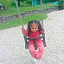 Adelie a rejoint le concours — aidez-le/la à gagner de superbes lots ! child, girl, swing, playground, park, outdoor, grass, trees, smiling, curly_hair, pink_outfit, shoes, fun, recreation, happy, daytime, chains, sand, stone_wall, nature