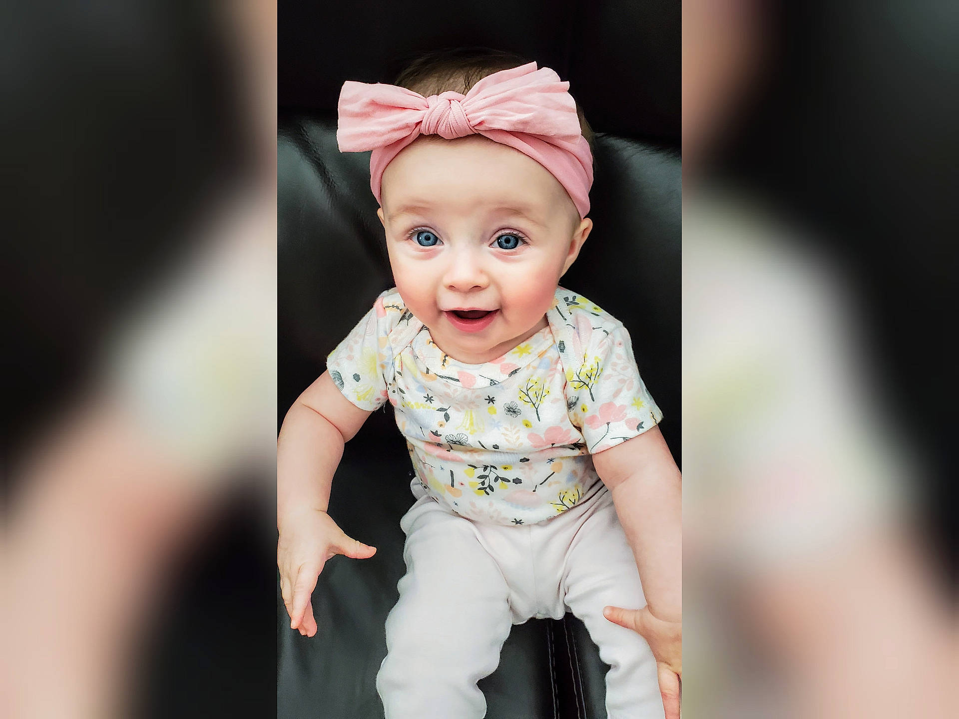 Scarlett joined the competition — help win amazing prizes! baby, baby_products, baby_toddler_clothing, cheek, child, child_model, hair_accessory, head, headband, headgear, headwear, person, photograph, photography, pink, portrait, portrait_photography, product, skin, smile