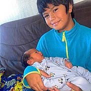 Terainui participe au concours pour gagner de l'argent avec cette photo : baby, blanket, blue_fleece, child, couch, cozy, cute, family, happy, holding, indoor, infant, mickey_mouse, newborn, onesie, person, portrait, sitting, smile, young_child