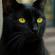Black participe au concours pour gagner de l'argent avec cette photo : black_cat, cat, close_up, yellow_eyes, whiskers, animal, pet, feline, portrait, outdoor, fur, ears, face, alert, curious, mammal, sharp_focus, domestic_cat, beautiful, nature