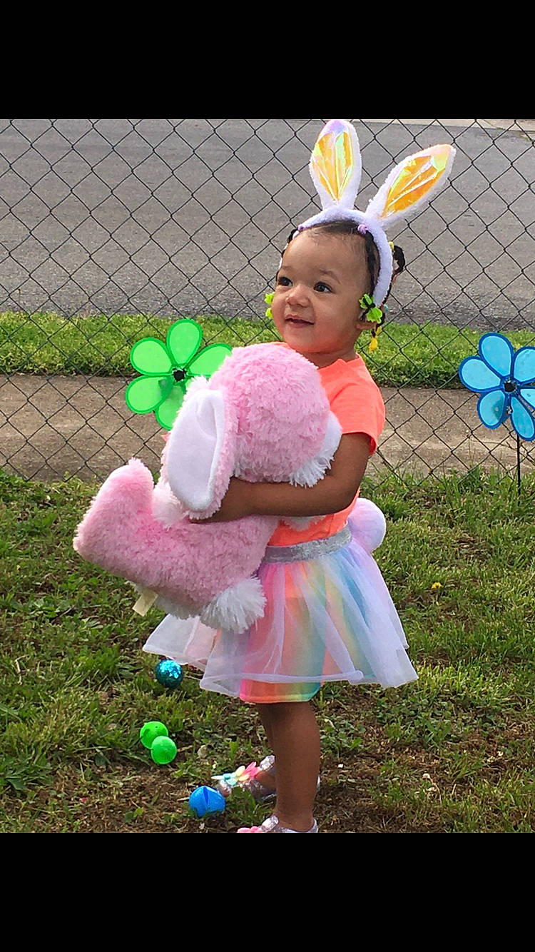 Kaelani joined the competition — help win amazing prizes! baby_toddler_clothing, child, costume, easter, easter_bunny, happy, holiday, person, smile, toddler