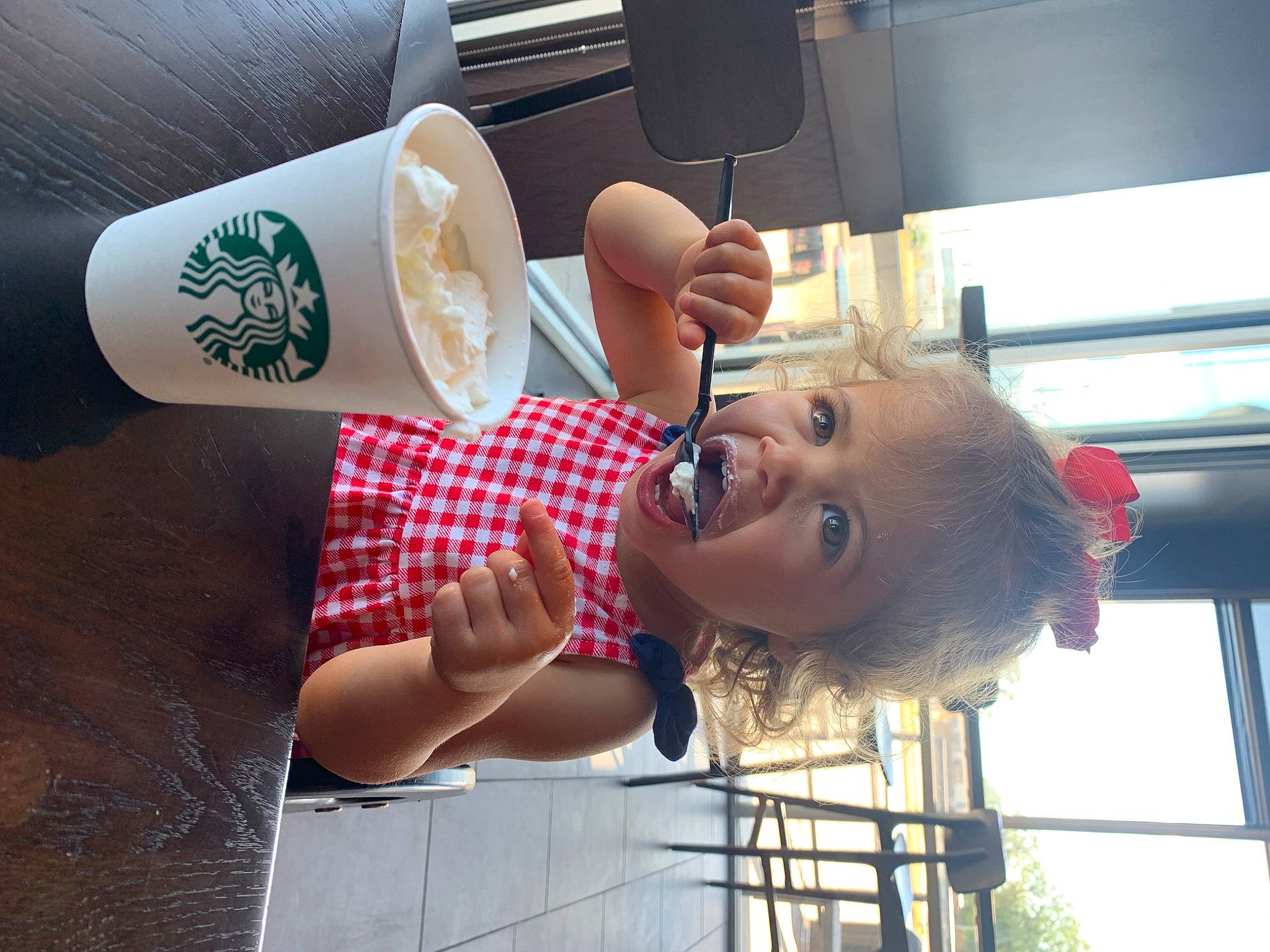 Shiloh joined the competition — help win amazing prizes! child, cup, drink, drinkware, elbow, eyewear, fast_food, food, fun, happy, nail, person, smile, tableware, white