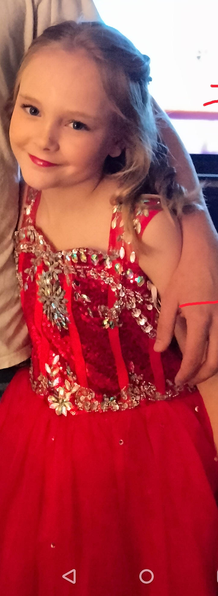 Roxie joined the competition — help win amazing prizes! abdomen, day_dress, dress, embellishment, fashion_design, formal_wear, gown, hand, happy, joy, magenta, neck, pattern, person, pink, red, shoulder, skin, sleeve, textile