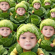 Jayden joined the competition — help win amazing prizes! child, cabbage, field, green, leaf, vegetable, plant, nature, face, hat, outdoor, garden, rows, cute, funny, fantasy, multiple, portrait, young, leafy
