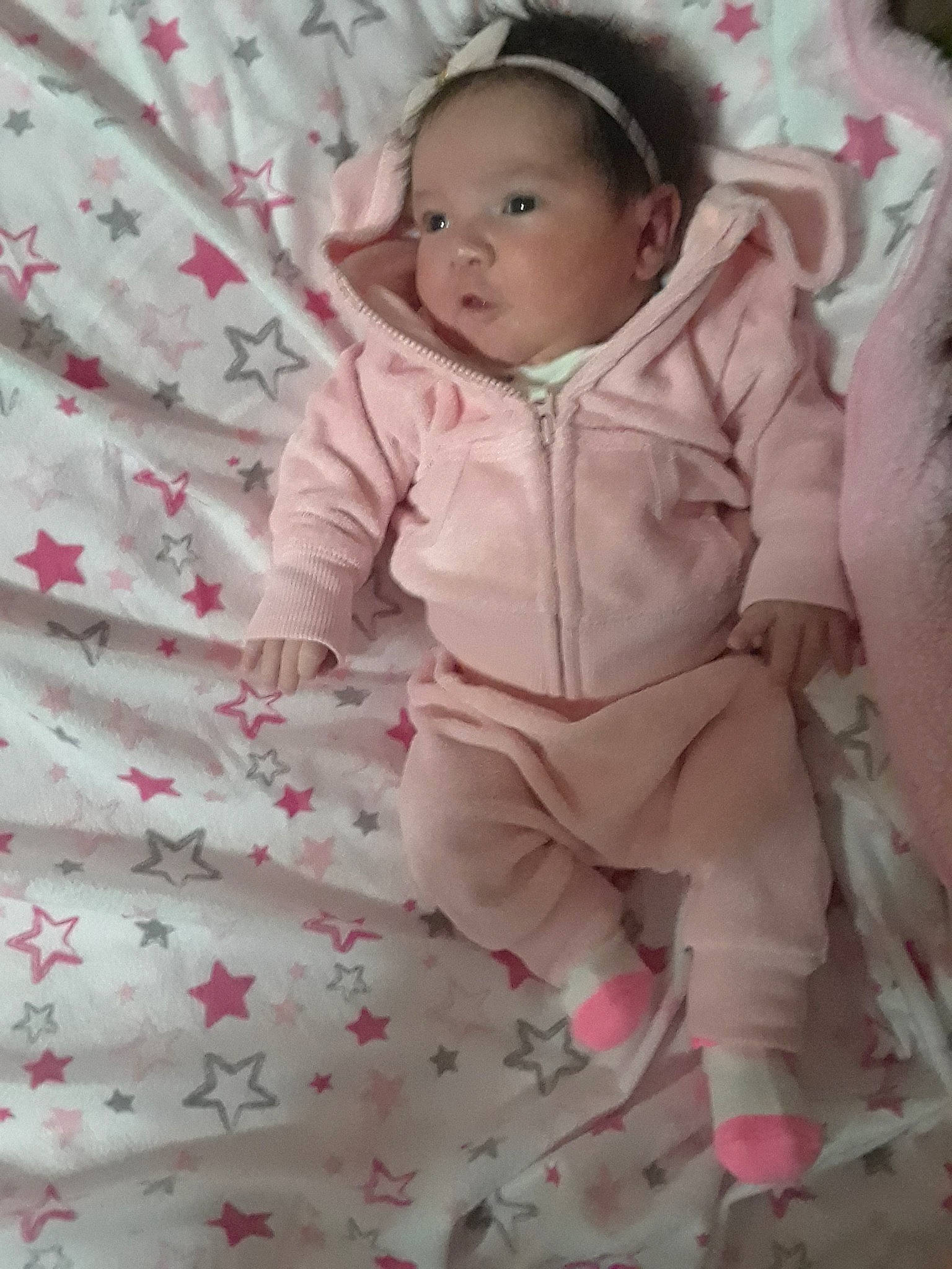 Anabella is registered to the contest to win money with this photo: bedtime, cheek, child, day, eye, girl, infant, iris, person, pink, product, skin, textile, toddler