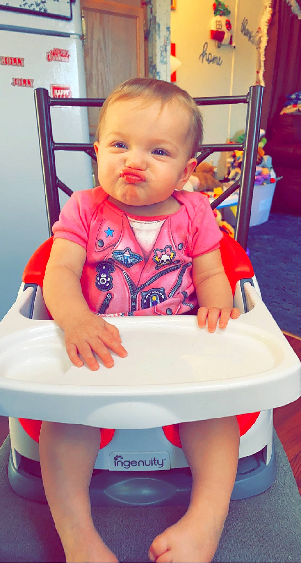 Brayleigh joined the competition — help win amazing prizes! baby, baby_products, baby_toddler_clothing, child, ear, person, plastic, sock, toddler