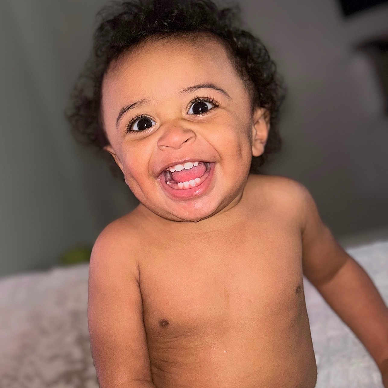 Giovanni joined the competition — help win amazing prizes! baby, babylaughing, blackhair, bodypart, diaper, face, hair, happy, head, laughing, mouth, person, photography, portrait, smile, teeth