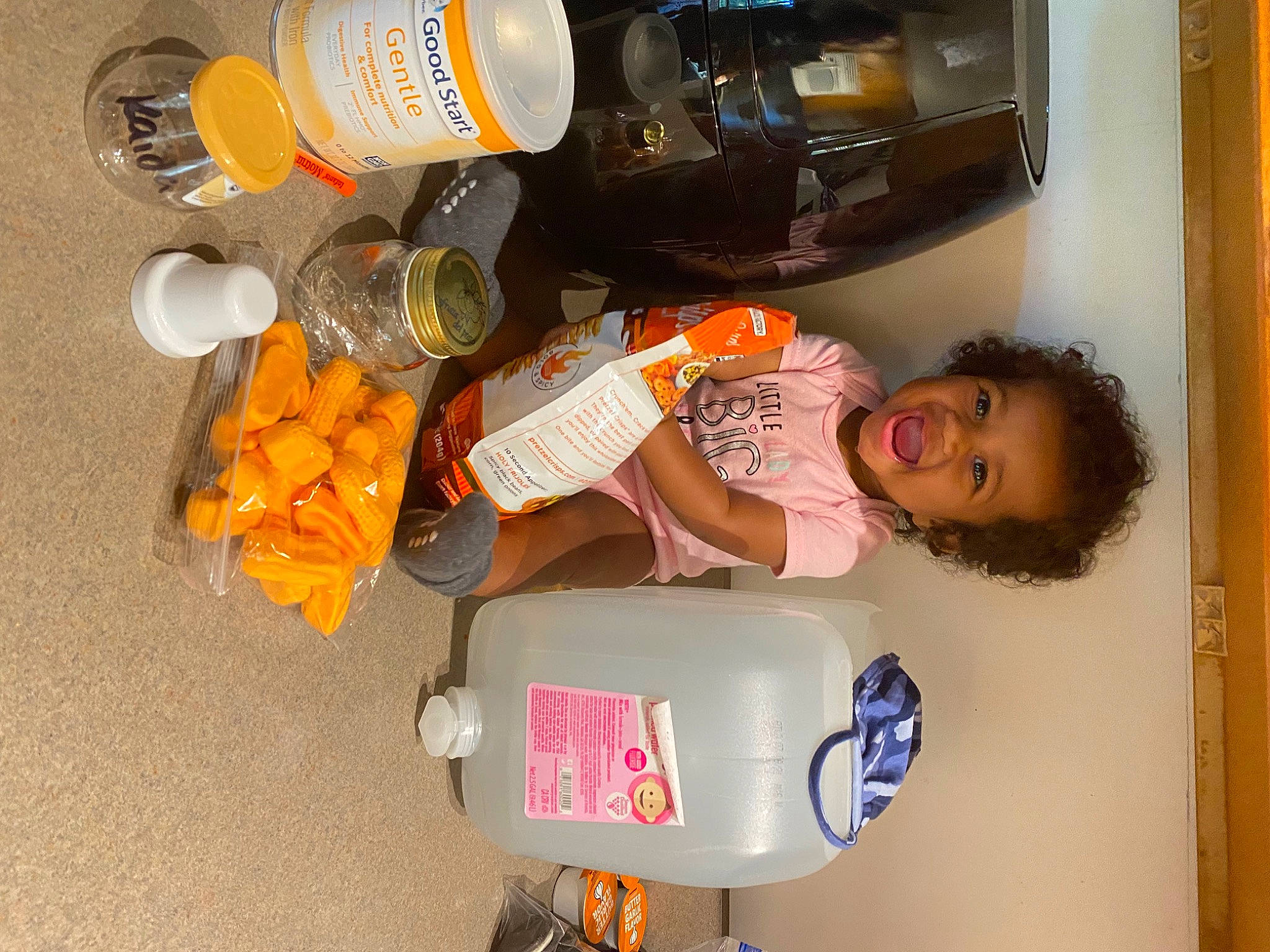 Kaida joined the competition — help win amazing prizes! beverage_can, bottle, cooking, drink, food, fun, home_appliance, orange, orange_drink, orange_soft_drink, person, plastic, product, rangpur, room, smile, soft_drink, tableware, toddler, valencia_orange