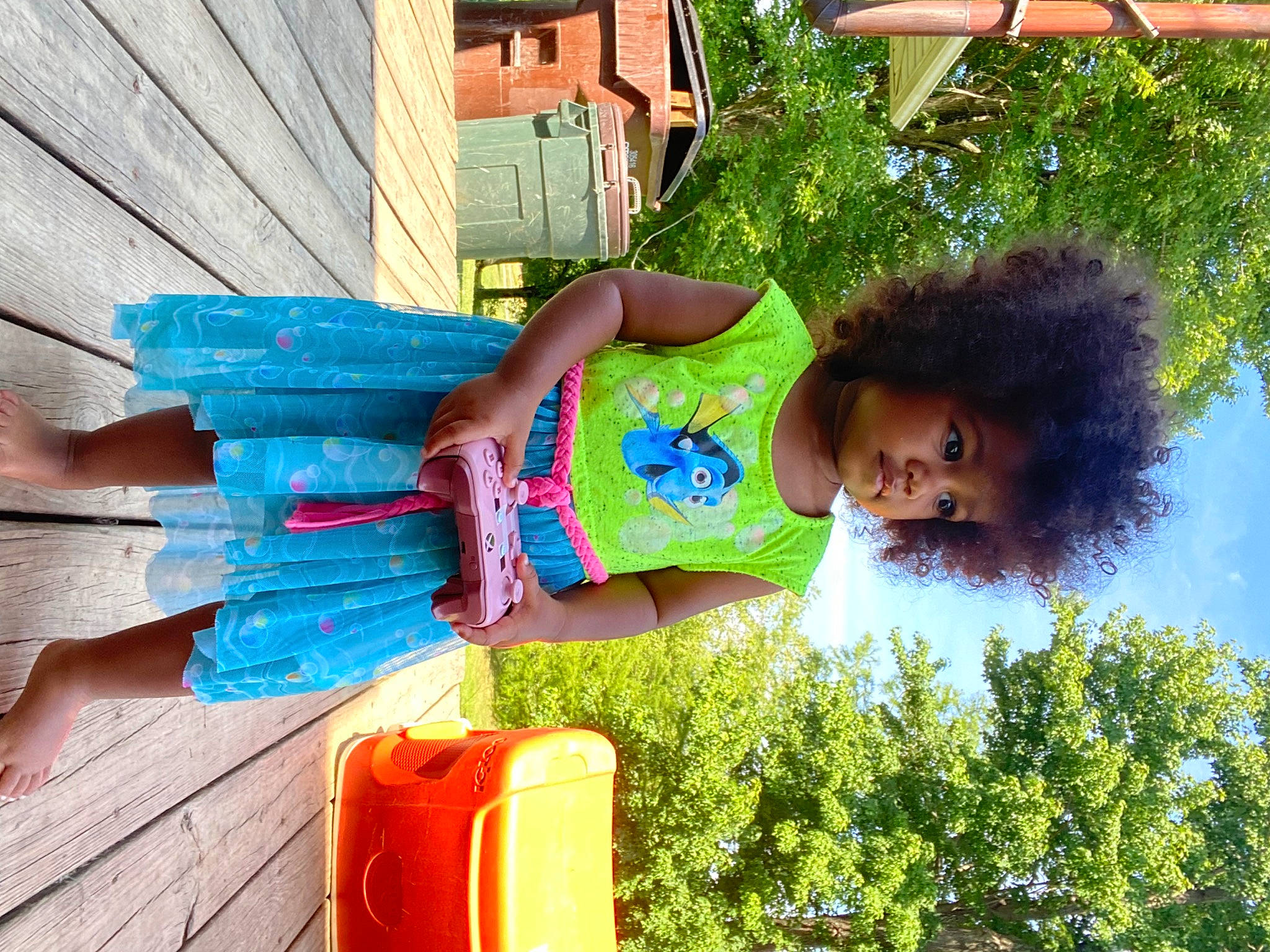 Kaida joined the competition — help win amazing prizes! azure, blue, child, dress, electric_blue, fun, grass, green, happy, house, human_leg, leisure, people_in_nature, person, plant, play, summer, thigh, toddler, tree