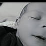 baby, sleeping, closeup, black_and_white, infant, face, peaceful, soft_focus, portrait, child, newborn, calm, rest, young, cute, expression, mouth, eyes_closed, skin, head