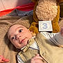Nheylan participe au concours pour gagner de l'argent avec cette photo : baby, infant, teddy_bear, plush_toy, block, number_three, bow_tie, vest, blanket, bedding, hand, eyes, face, close_up, soft_texture, toy, indoor, portrait, smile, cozy