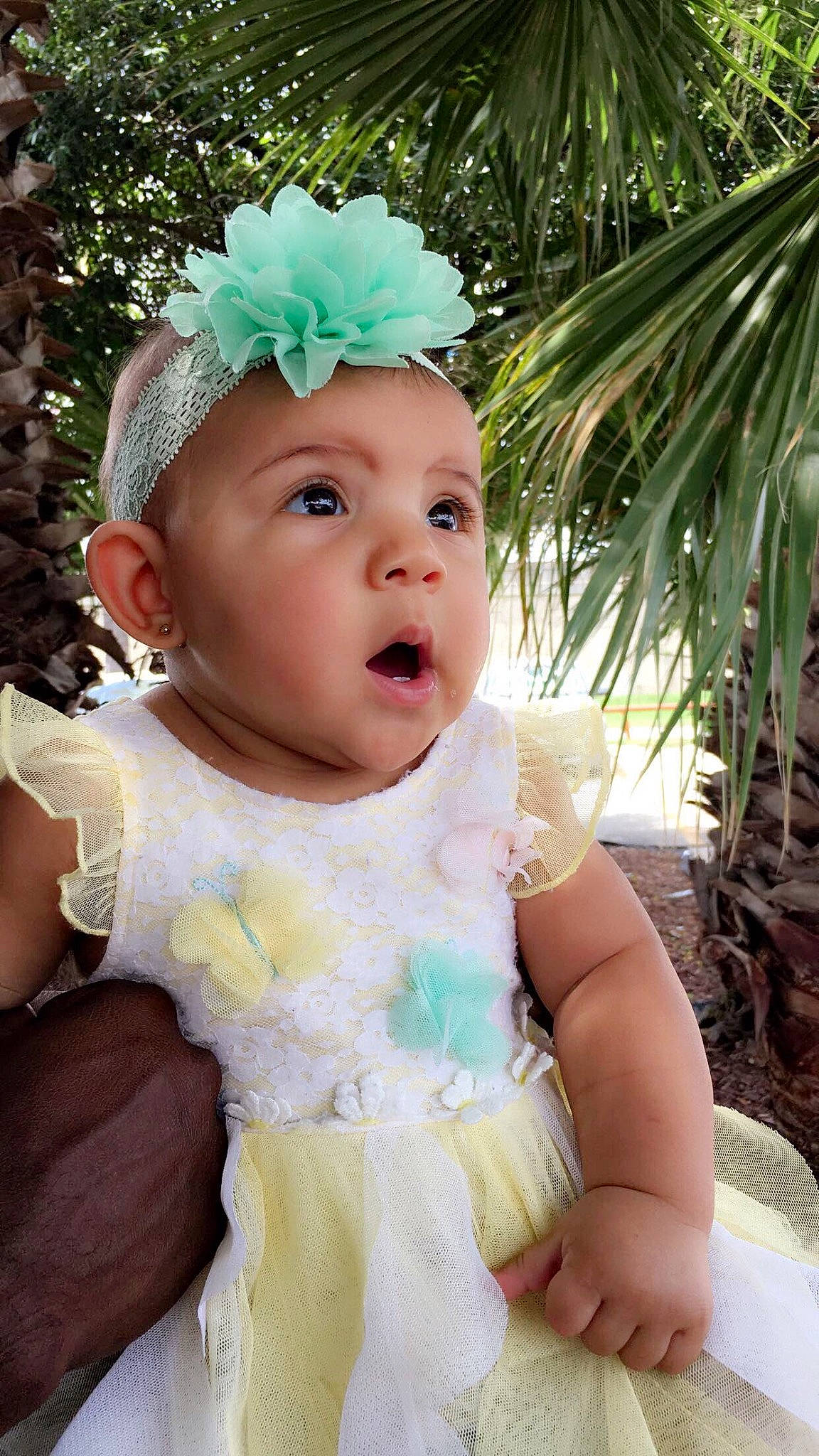 Brynnleigh joined the competition — help win amazing prizes! baby, baby_toddler_clothing, child, child_model, clothing, costume_accessory, fashion_accessory, hair_accessory, headband, headgear, headpiece, headwear, person, surprise, toddler