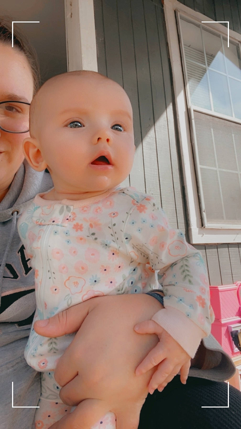 Lilyann joined the competition — help win amazing prizes! baby, baby_toddler_clothing, cheek, child, chin, comfort, facial_expression, finger, fun, gesture, happy, head, lip, mouth, nose, person, pink, skin, sleeve, toddler