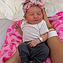 newborn, baby, infant, headband, pink, blanket, hands, sleeping, cozy, clothing, person, cute, soft, portrait, skin, babywear, resting, human, wrapped, tender