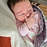 baby, infant, sleeping, blanket, pacifier, bottle, hand, face, clothing, cozy, nap, soft, bedtime, cute, child, indoor, rest, newborn, comfort, pink