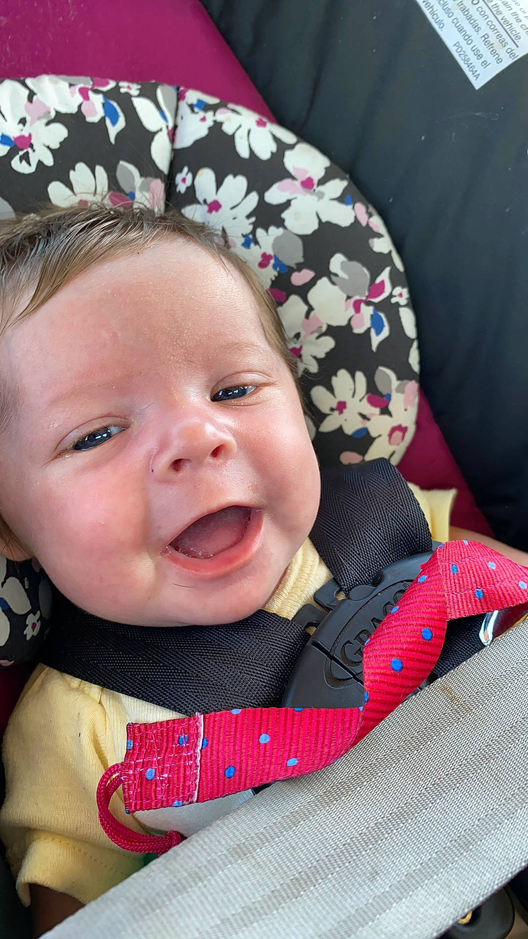 Lynnlee is registered to the contest to win money with this photo: baby, baby_products, bonnet, cheek, child, face, facial_expression, fashion_accessory, hat, head, headgear, lip, nose, pattern, person, pink, product, skin, smile, textile