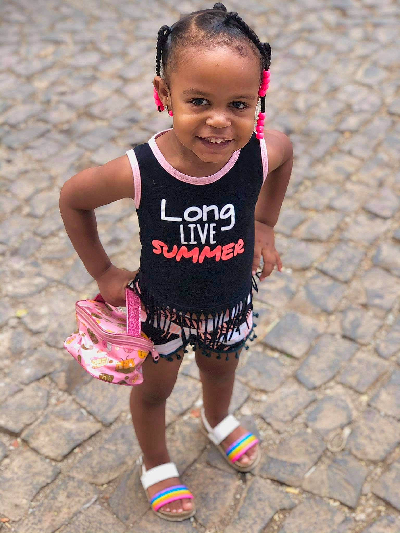 Madelynn joined the competition — help win amazing prizes! baby_toddler_clothing, beauty, child, dress, eye, face, fun, hair, hairstyle, happy, head, human, human_leg, joy, person, pink, smile, street_fashion, t_shirt, thigh