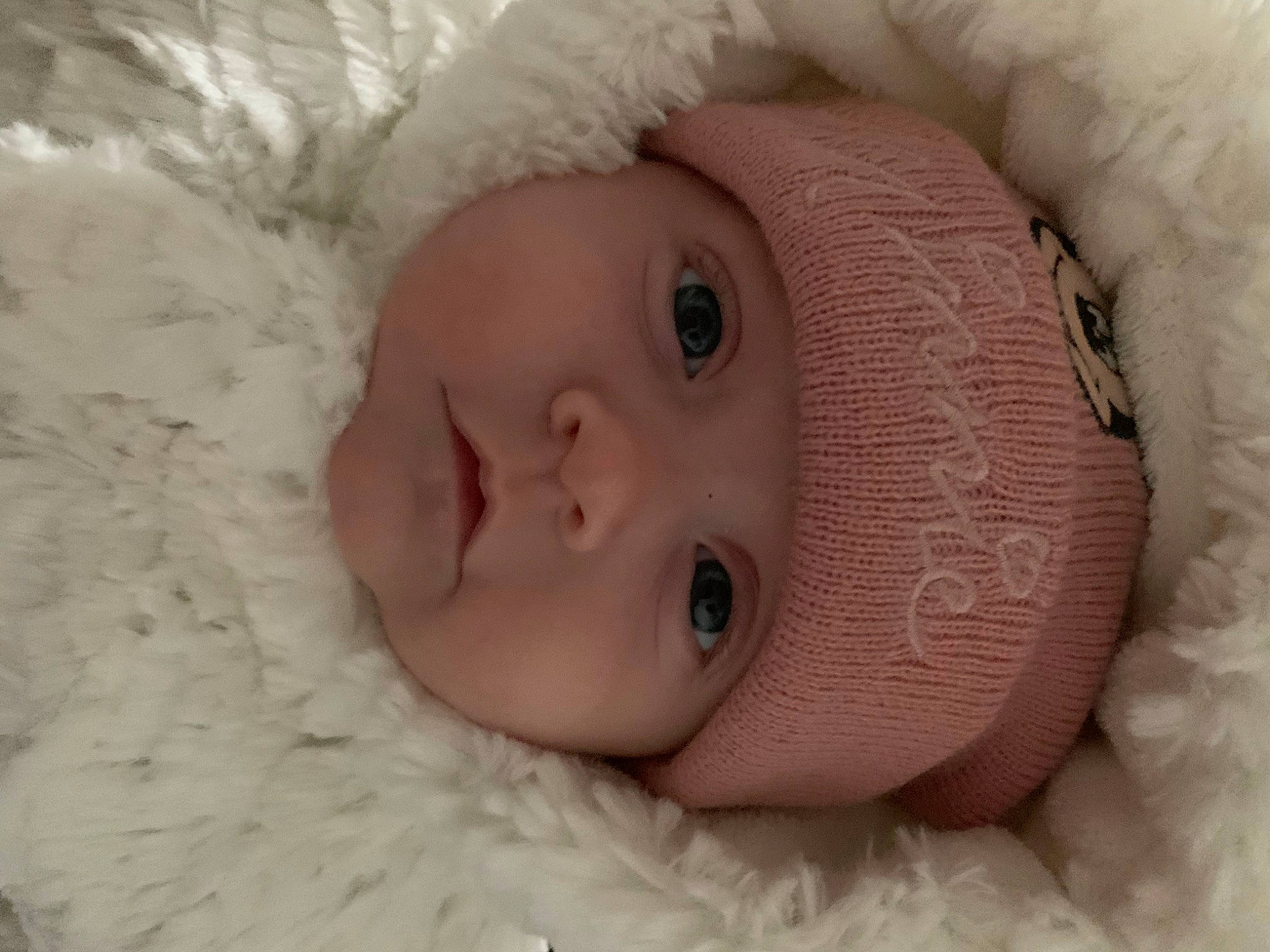 Kaylyn joined the competition — help win amazing prizes! baby, cheek, child, chin, close_up, comfort, eye, eyebrow, eyelash, face, head, headgear, headwear, human_body, iris, linens, lip, nose, person, skin