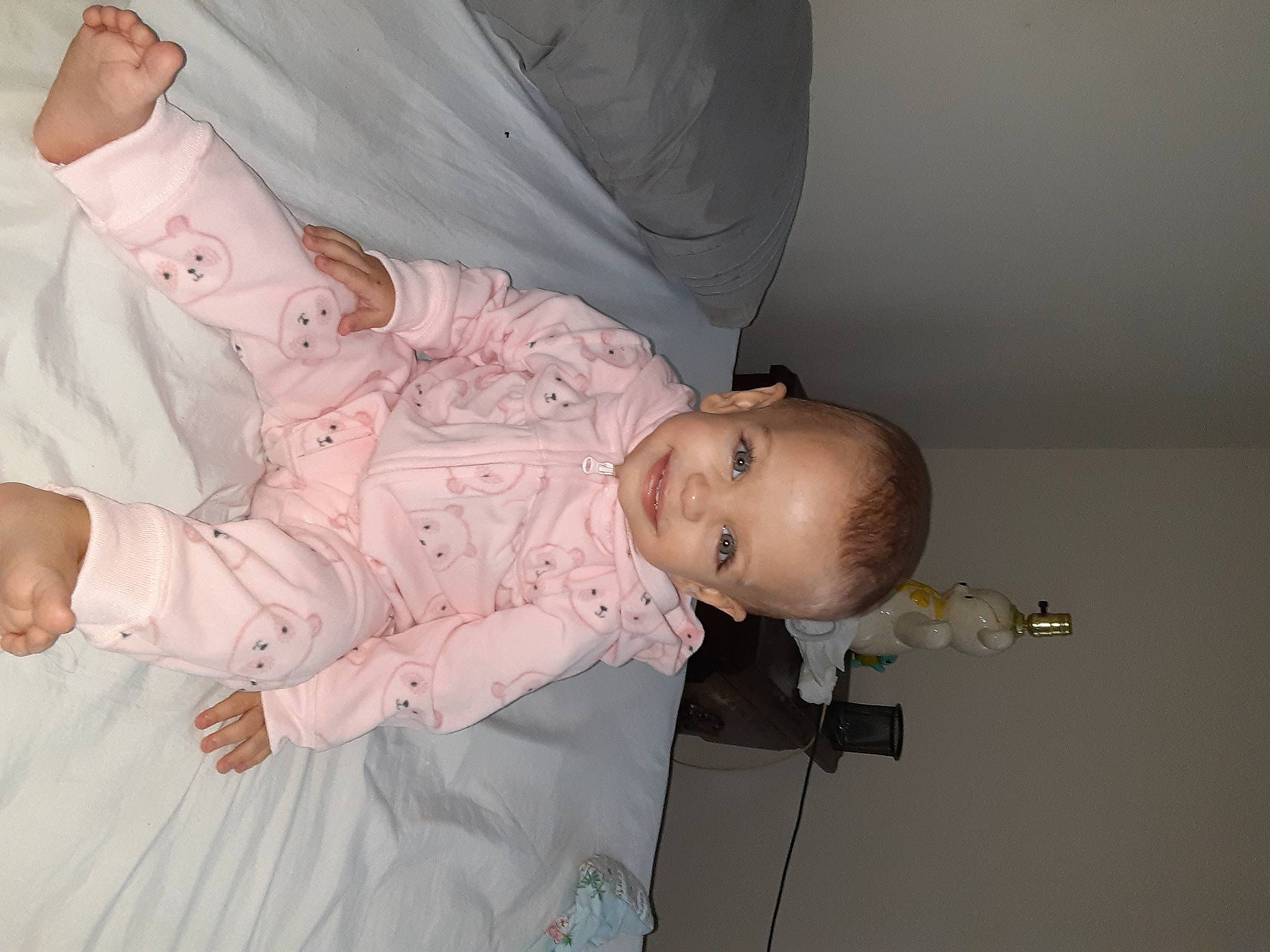 Maya joined the competition — help win amazing prizes! baby, baby_products, baby_toddler_clothing, cheek, child, comfort, dress, facial_expression, gesture, happy, human_body, joy, pattern, peach, person, room, skin, sleeve, smile, thumb