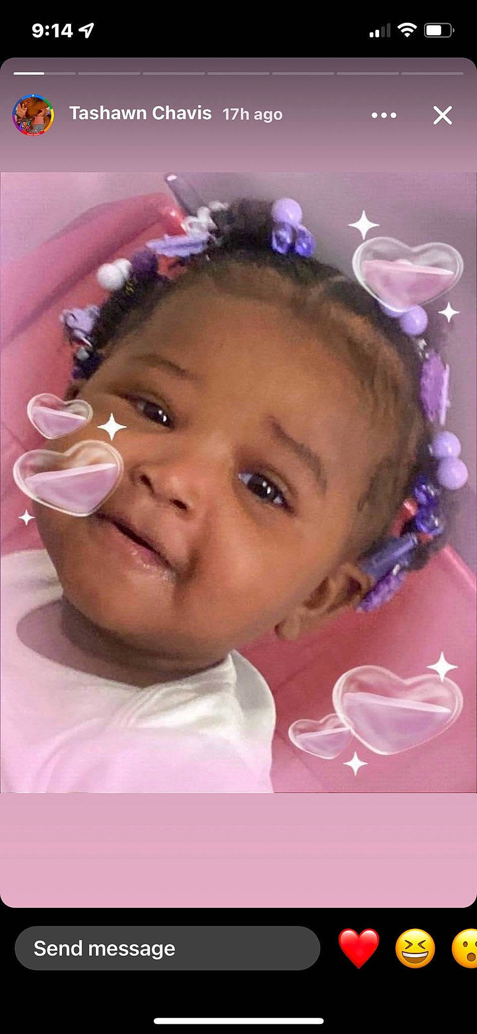 Journee is registered to the contest to win money with this photo: cheek, chin, ear, eyebrow, eyelash, facial_expression, forehead, hairstyle, happy, iris, lip, magenta, mouth, nose, person, pink, purple, skin, smile, toddler