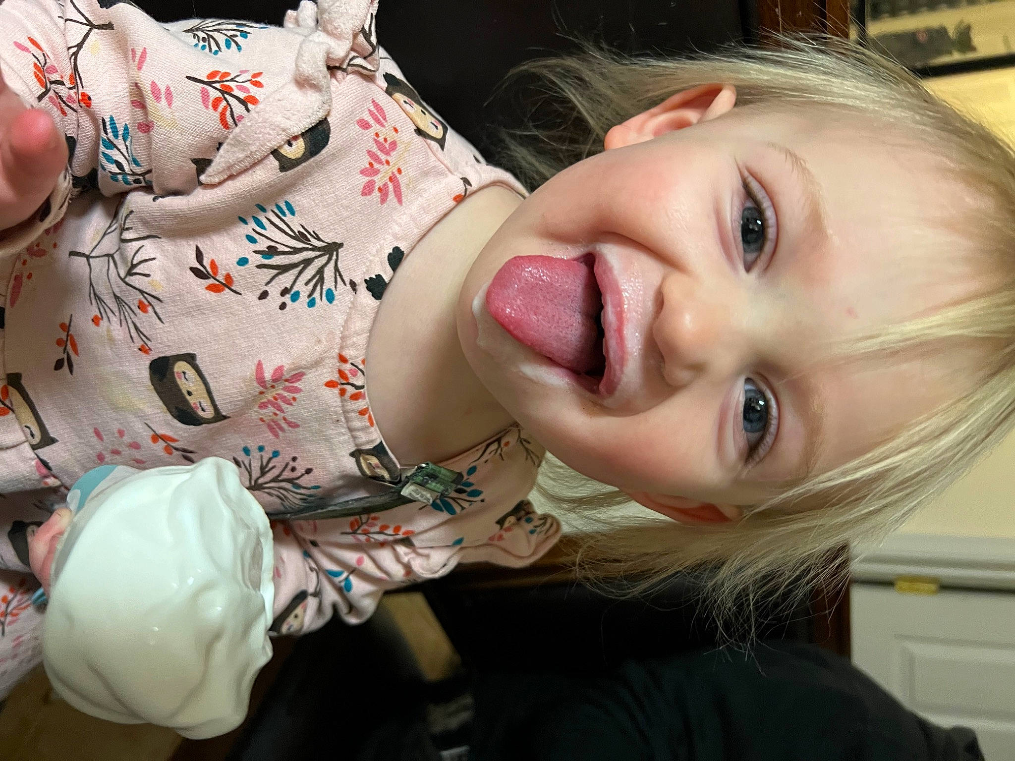 Eris joined the competition — help win amazing prizes! bangs, blond, brown_hair, cheek, chest, child, cool, drinkware, eyelash, flash_photography, fun, happy, jaw, lip, mouth, person, porcelain, skin, smile, tattoo