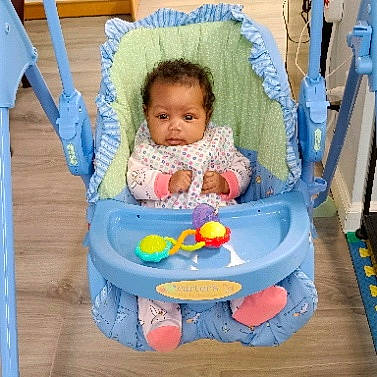 Gabrielle joined the competition — help win amazing prizes! baby, baby_carriage, baby_products, baby_safety, baby_toddler_clothing, baby_toys, blue, chair, child, comfort, electric_blue, eye, head, infant_bed, iris, person, plastic, play, room, sitting