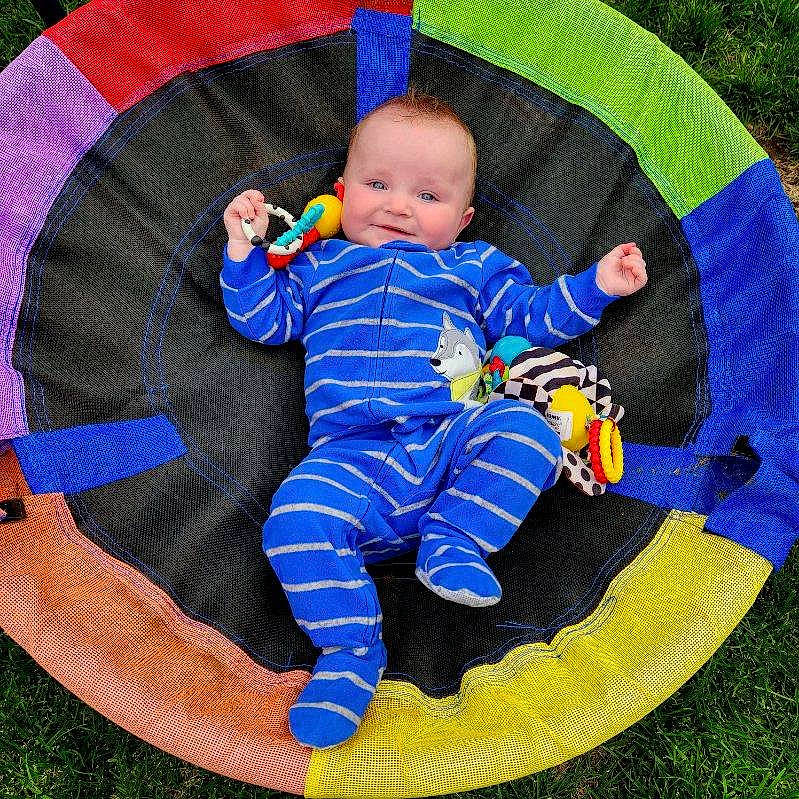 Allan joined the competition — help win amazing prizes! baby, baby_products, baby_toddler_clothing, chair, child, circle, comfort, electric_blue, facial_expression, fun, grass, happy, lap, leisure, mammal, person, play, recreation, sitting, sleeve