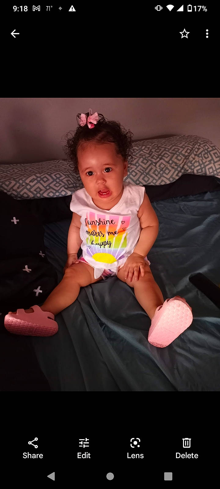 Milani joined the competition — help win amazing prizes! arm, baby, baby_toddler_clothing, cheek, child, couch, eye, face, finger, flash_photography, fun, hairstyle, happy, human_body, lighting, person, pink, sleeve, smile, t_shirt