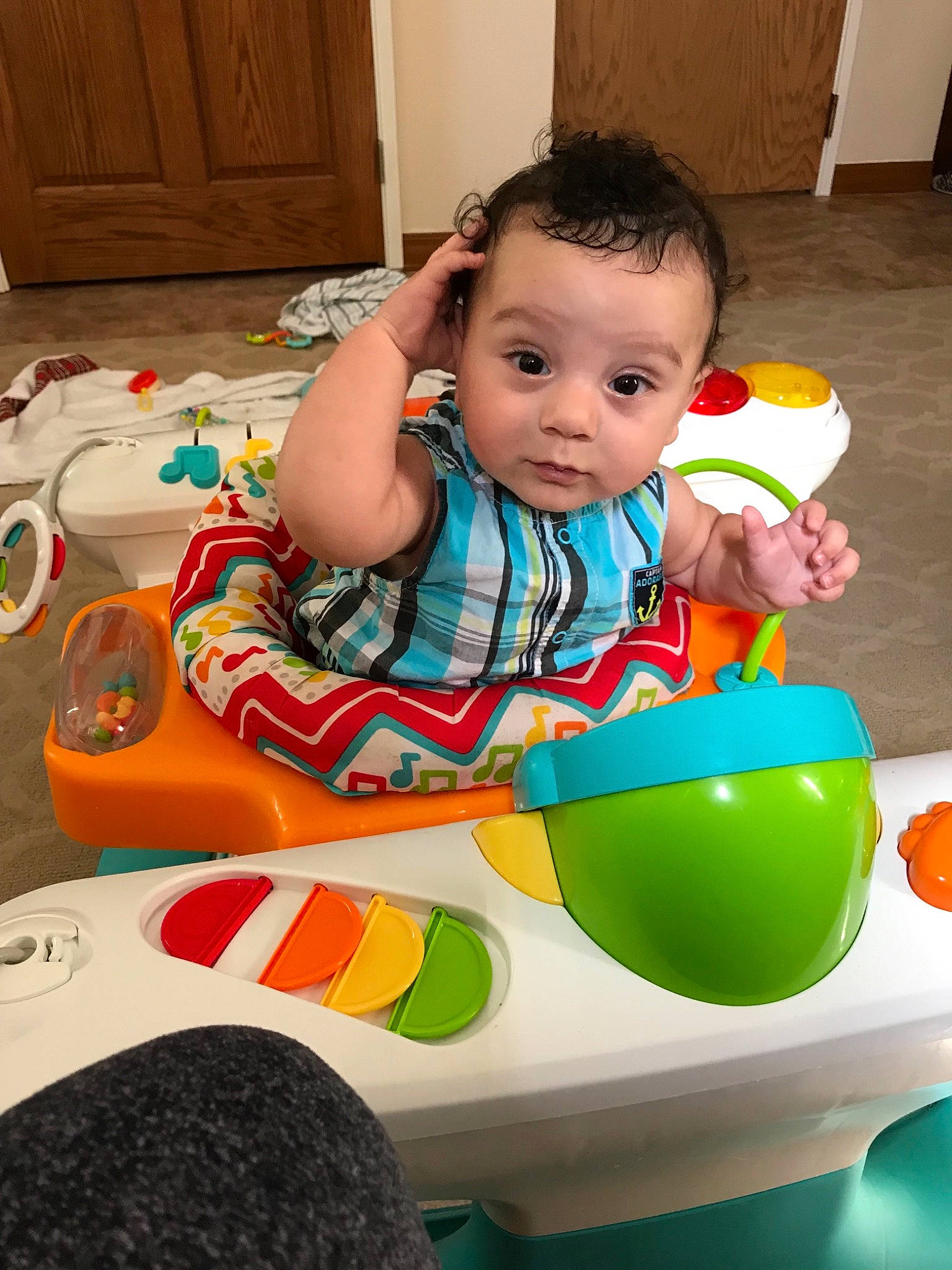 Maxton is registered to the contest to win money with this photo: baby, baby_playing_with_toys, child, eating, person, play, toddler