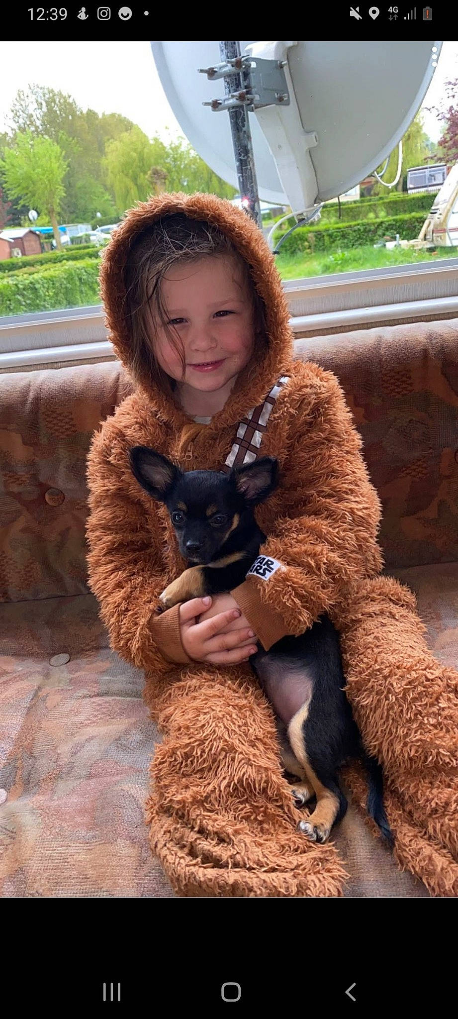 Selena participe au concours pour gagner de l'argent avec cette photo : brown_hair, canidae, companion_dog, dog_breed, fawn, felidae, fur, fur_clothing, grass, hairstyle, happy, joy, long_hair, person, photograph, plant, small_to_medium_sized_cats, smile, sporting_group, street_fashion