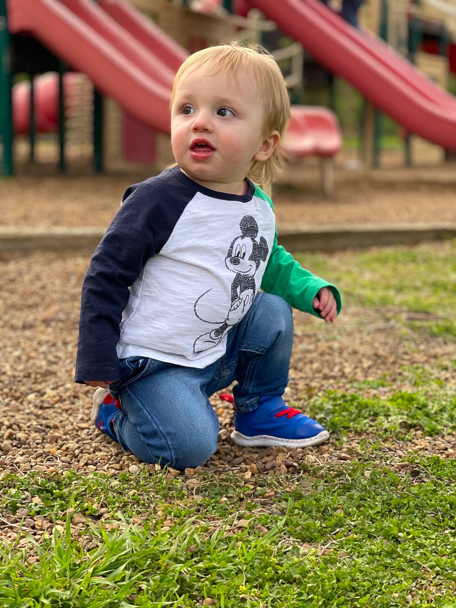 Lincoln joined the competition — help win amazing prizes! baby, baby_toddler_clothing, beauty, child, city, eye, flooring, fun, grass, happy, jeans, leisure, people_in_nature, person, plant, playground, recreation, sitting, surprise, t_shirt