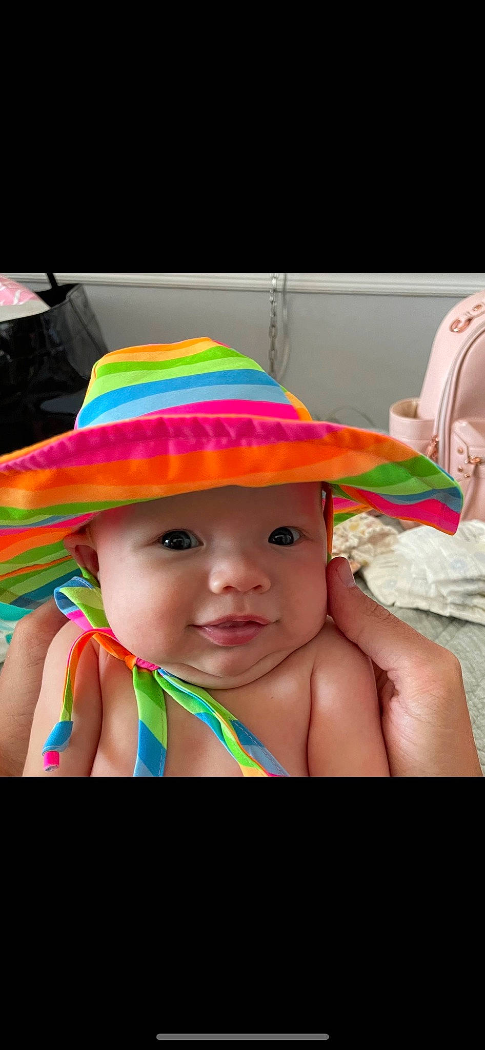 Sophia joined the competition — help win amazing prizes! baby, baby_toddler_clothing, cap, cheek, child, costume_hat, fedora, fun, happy, hat, headgear, headwear, lip, mouth, party_hat, party_supply, person, pink, skin, smile