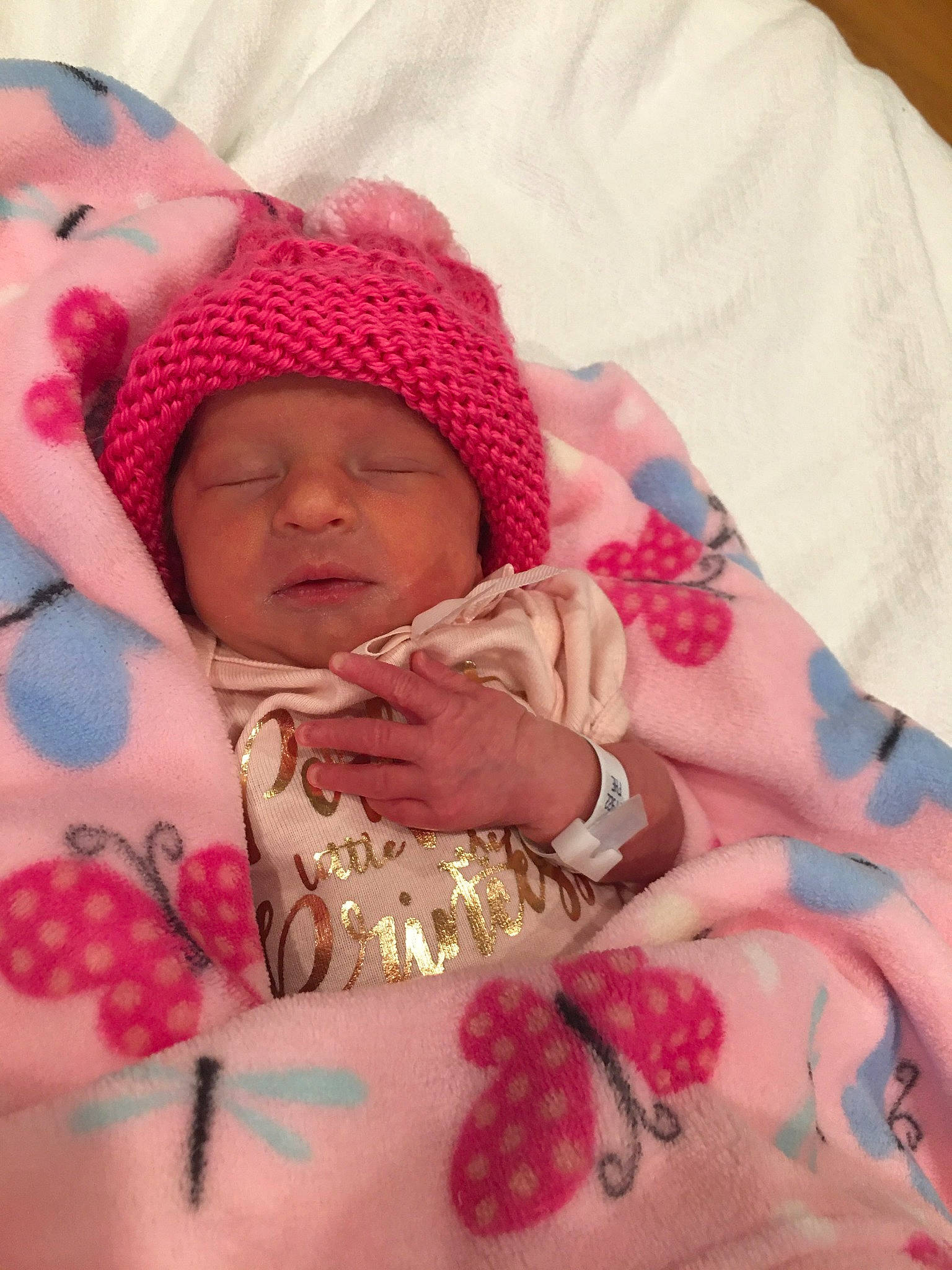 Hermione is registered to the contest to win money with this photo: baby, bedtime, birth, cheek, child, headgear, headwear, person, pink, skin, textile, toddler