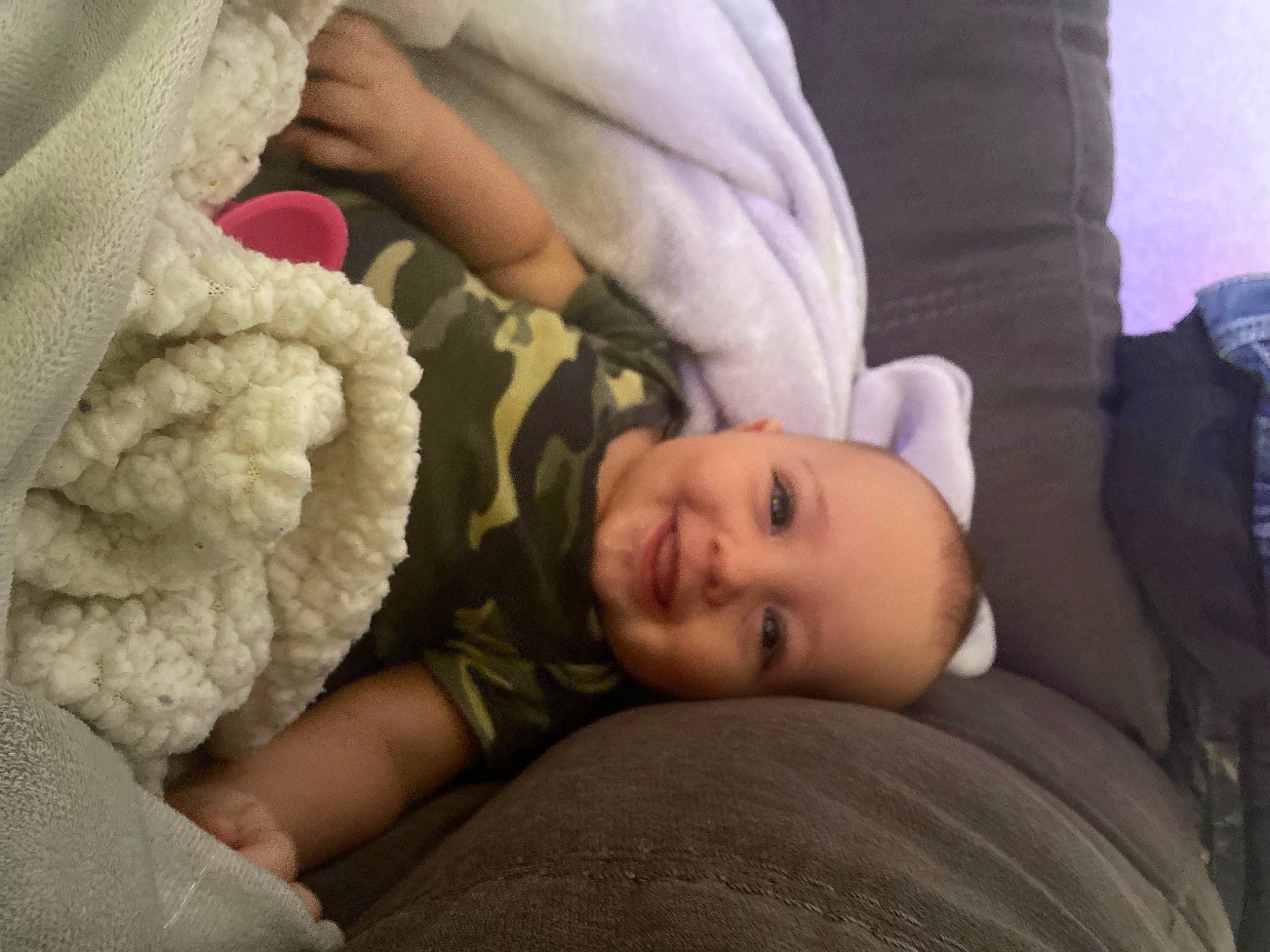 Makai is registered to the contest to win money with this photo: baby, baby_sleeping, bedtime, cheek, child, comfort, couch, fur, gesture, grass, joy, linens, mammal, nap, nose, person, sitting, skin, textile, toddler