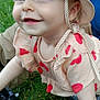baby, child, smiling, hat, striped_hat, outdoor, grass, cute, happy, crawling, infant, red_hearts, clothing, sun_hat, nature, face, young_child, person, cheerful, daylight