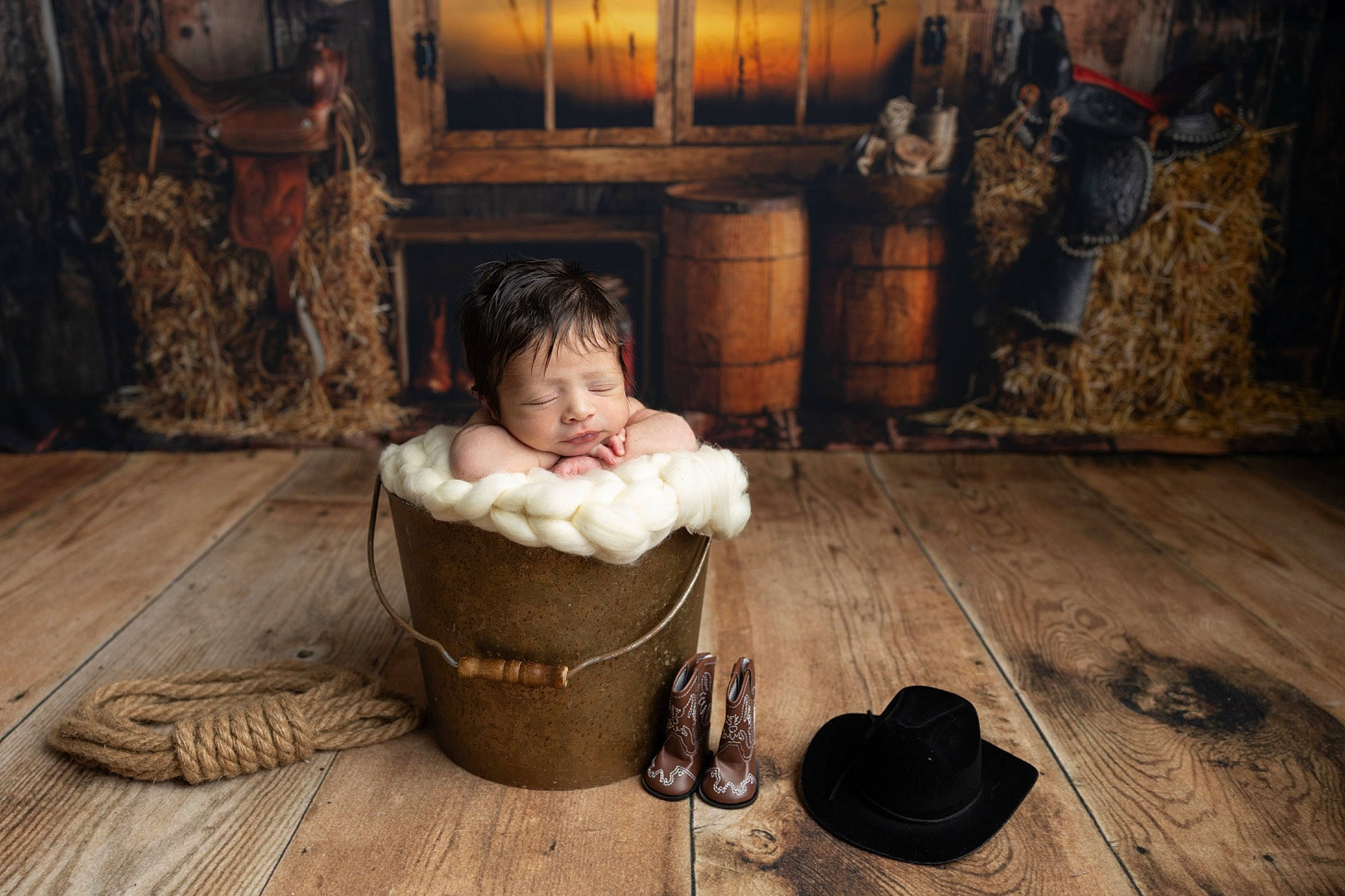 Creed joined the competition — help win amazing prizes! baby, basket, child, comfort, flash_photography, flooring, fun, fur, hardwood, hat, leisure, person, room, sitting, sun_hat, toddler, wood, wood_flooring