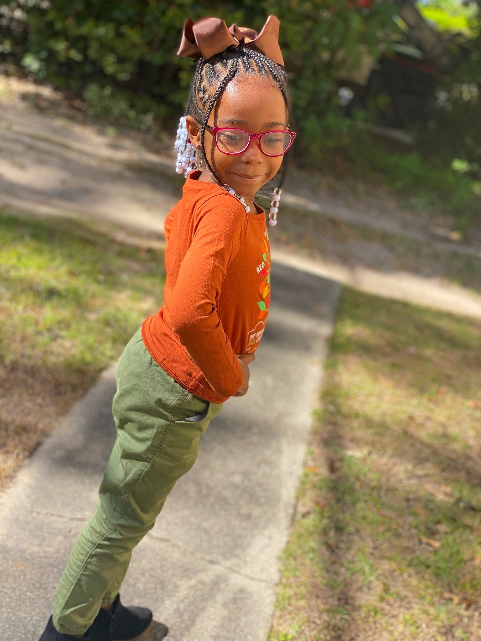 Malaya is registered to the contest to win money with this photo: cool, dress, electric_blue, eyewear, fawn, glasses, grass, happy, headband, headgear, human_leg, leisure, people_in_nature, person, personal_protective_equipment, plant, sportswear, sunglasses, vision_care, waist