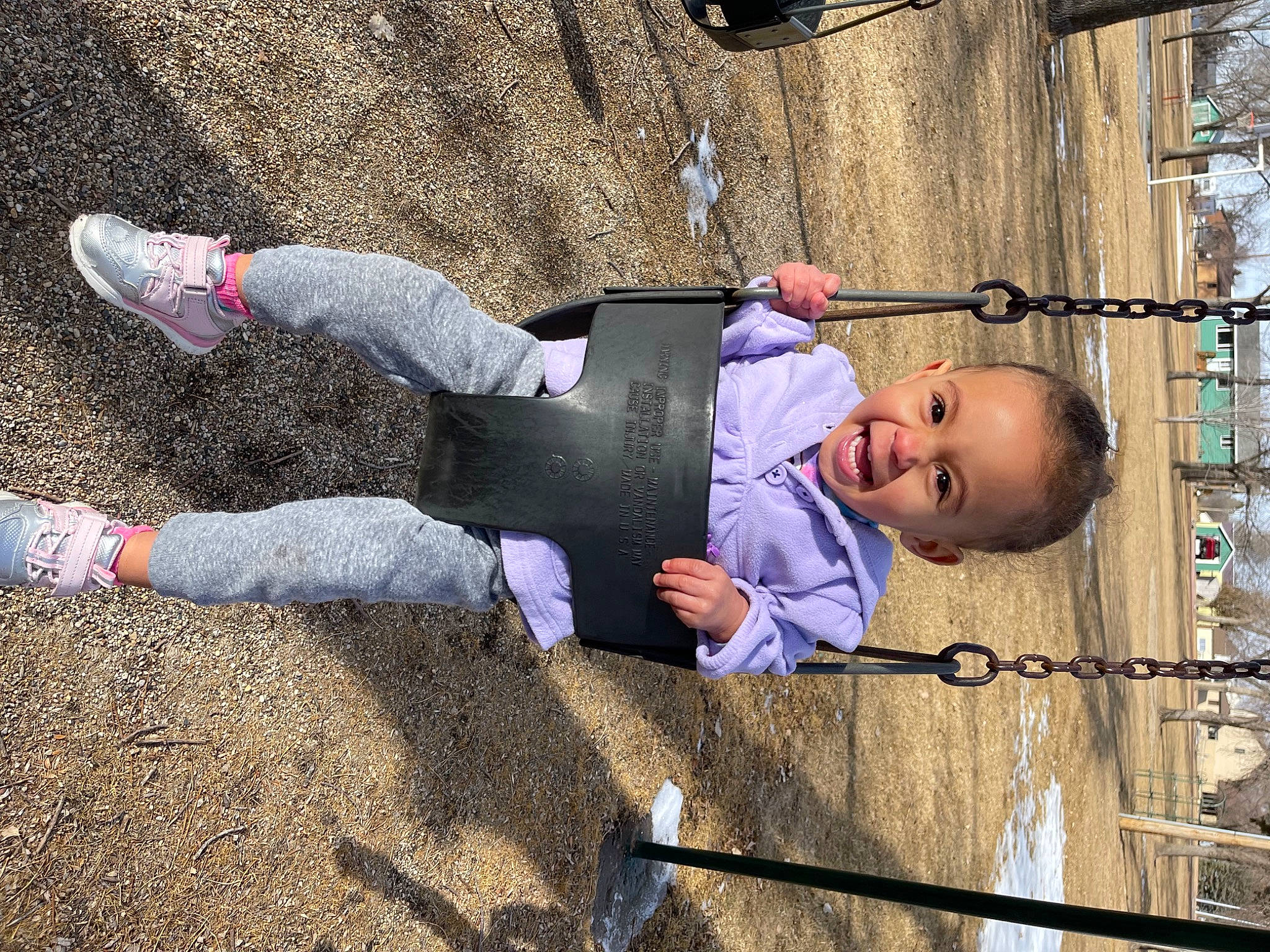 Ryleigh joined the competition — help win amazing prizes! asphalt, child, denim, fence, foot, fun, happy, hat, human_leg, leisure, outdoor_shoe, people_in_nature, person, road_surface, shadow, smile, soil, toddler, tree, walking_shoe