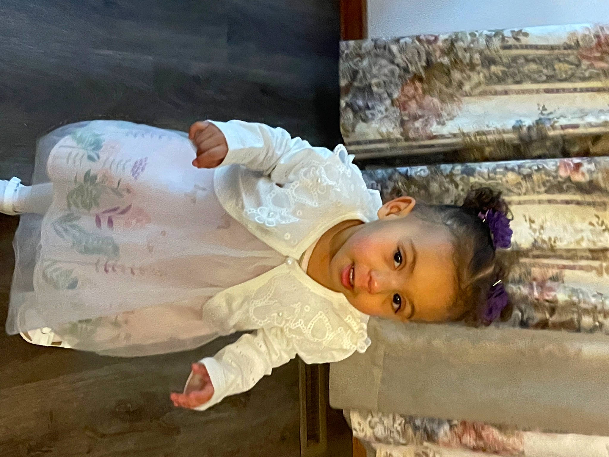 Ryleigh joined the competition — help win amazing prizes! baby, baby_toddler_clothing, child, fun, happy, person, plant, sleeve, smile, toddler, tree, window, wood