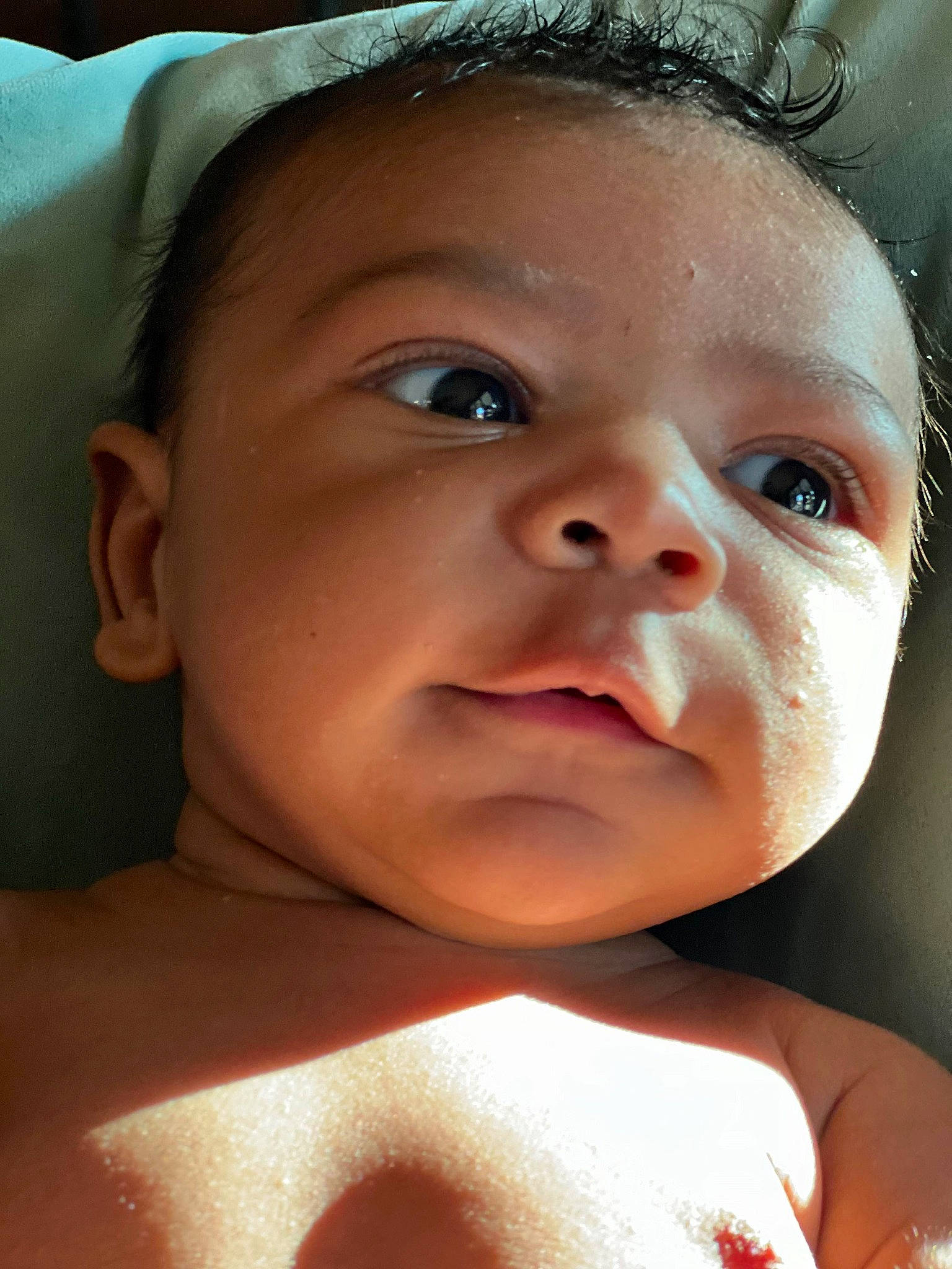 Malakai is registered to the contest to win money with this photo: baby, beauty, black_hair, cheek, chin, close_up, ear, eyebrow, eyelash, forehead, fun, happy, iris, lip, mouth, muscle, nose, person, skin, toddler
