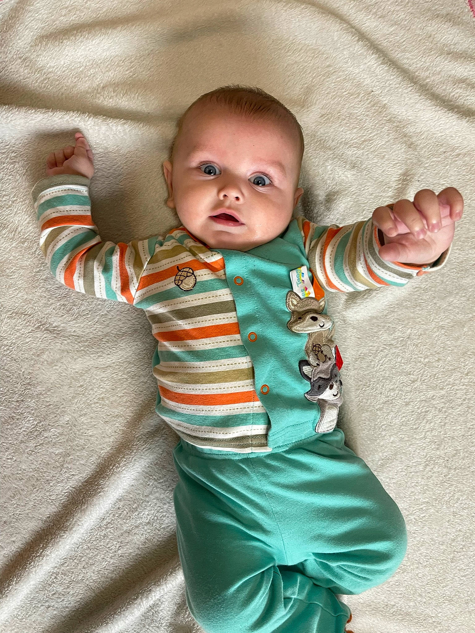 Henry joined the competition — help win amazing prizes! baby, baby_toddler_clothing, cheek, child, collar, comfort, face, finger, fun, gesture, happy, head, linens, pattern, person, skin, sleeve, smile, t_shirt, textile