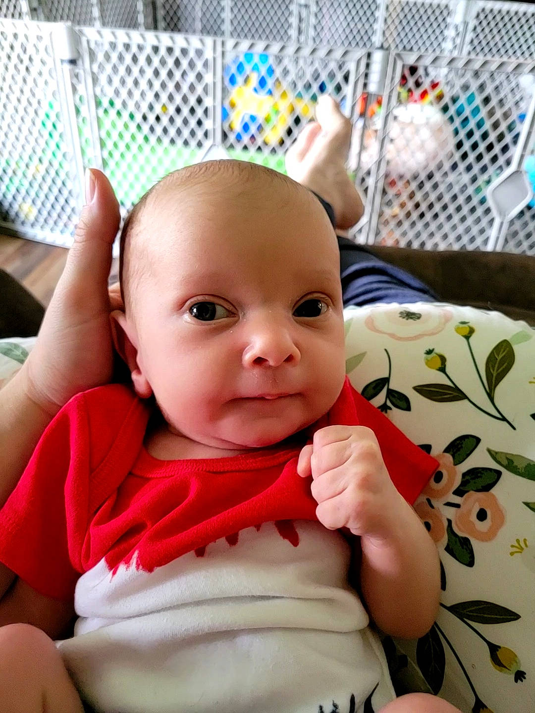 Juliette is registered to the contest to win money with this photo: baby, baby_safety, baby_toddler_clothing, cheek, chin, comfort, drinkware, eye, eyebrow, finger, gesture, hand, happy, head, mouth, nose, person, skin, textile, thumb