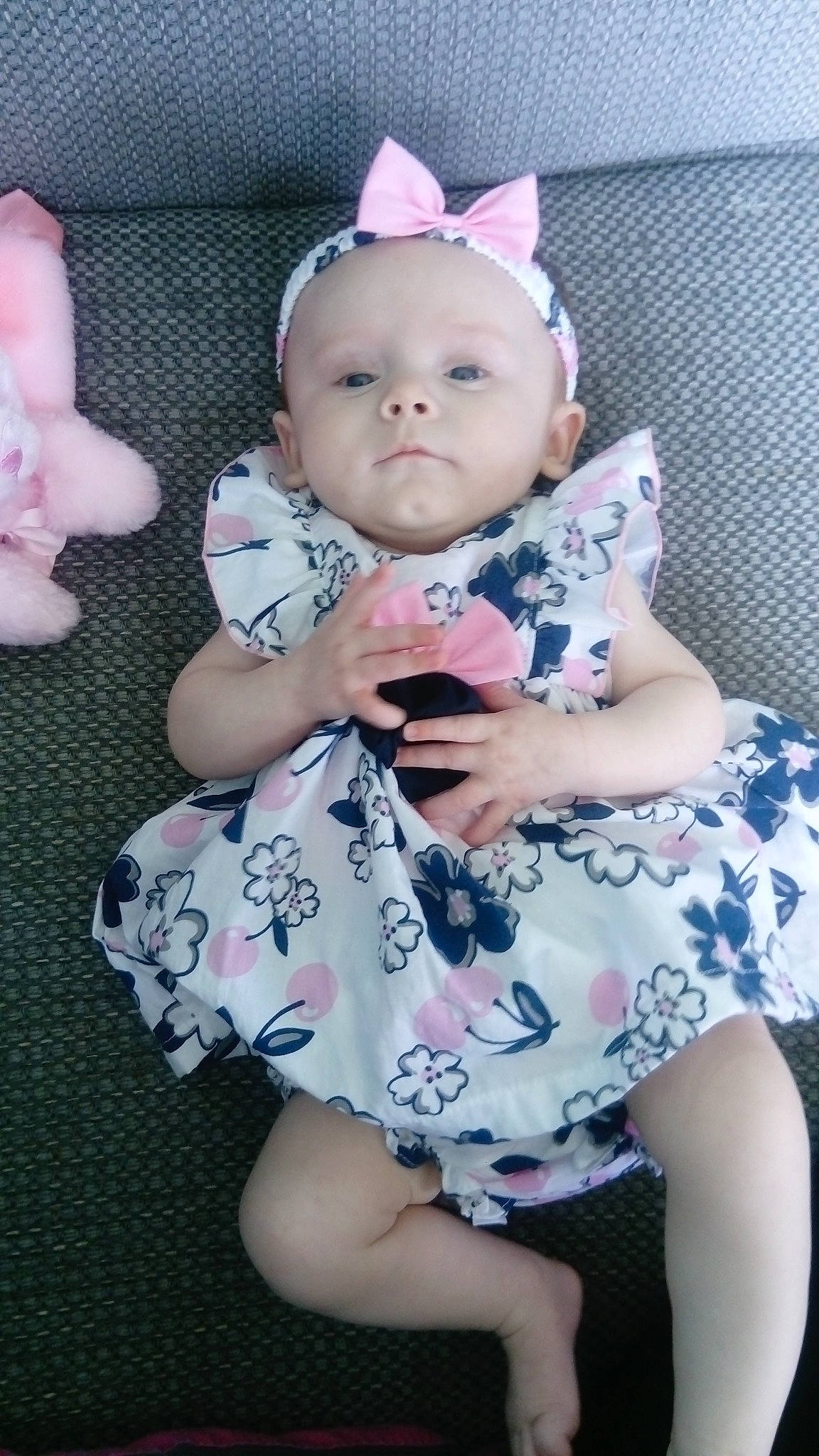 Ava-leigh is registered to the contest to win money with this photo: baby, baby_products, baby_toddler_clothing, cheek, child, ear, person, pink, product, sitting, toddler