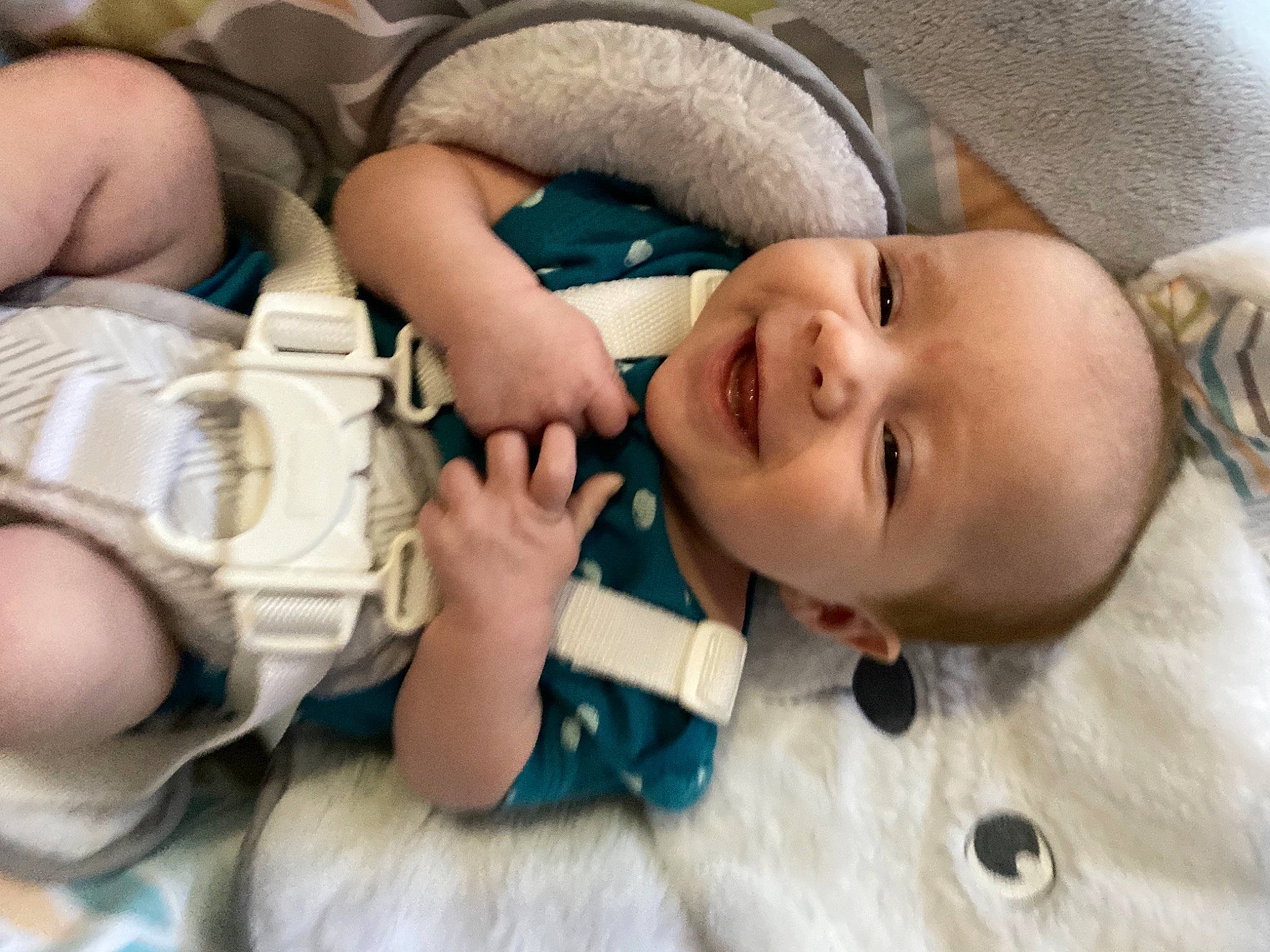 Quinn is registered to the contest to win money with this photo: baby, baby_products, baby_toddler_clothing, cheek, comfort, ear, eye, eyelash, finger, gesture, happy, head, headgear, lip, mouth, nose, person, skin, smile, thumb