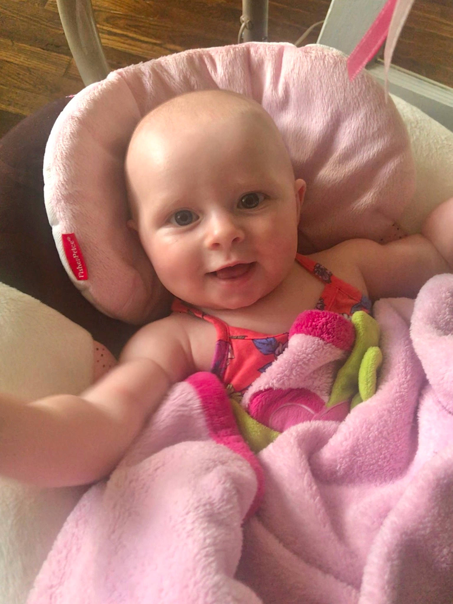 Aleah is registered to the contest to win money with this photo: baby, baby_products, cheek, child, eye, face, head, lip, mouth, nose, person, pink, skin, smile, toddler