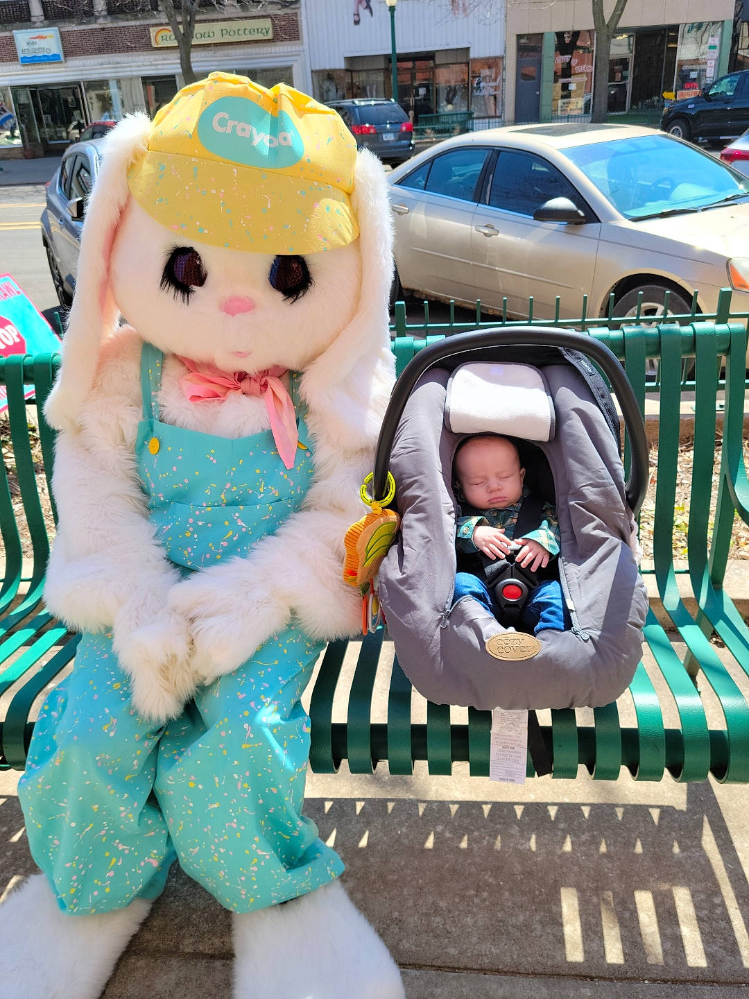 Brandon joined the competition — help win amazing prizes! baby, blue, car, child, costume, doll, event, family_car, fun, fur, green, leisure, mascot, person, plush, recreation, stuffed_toy, tire, toddler, toy