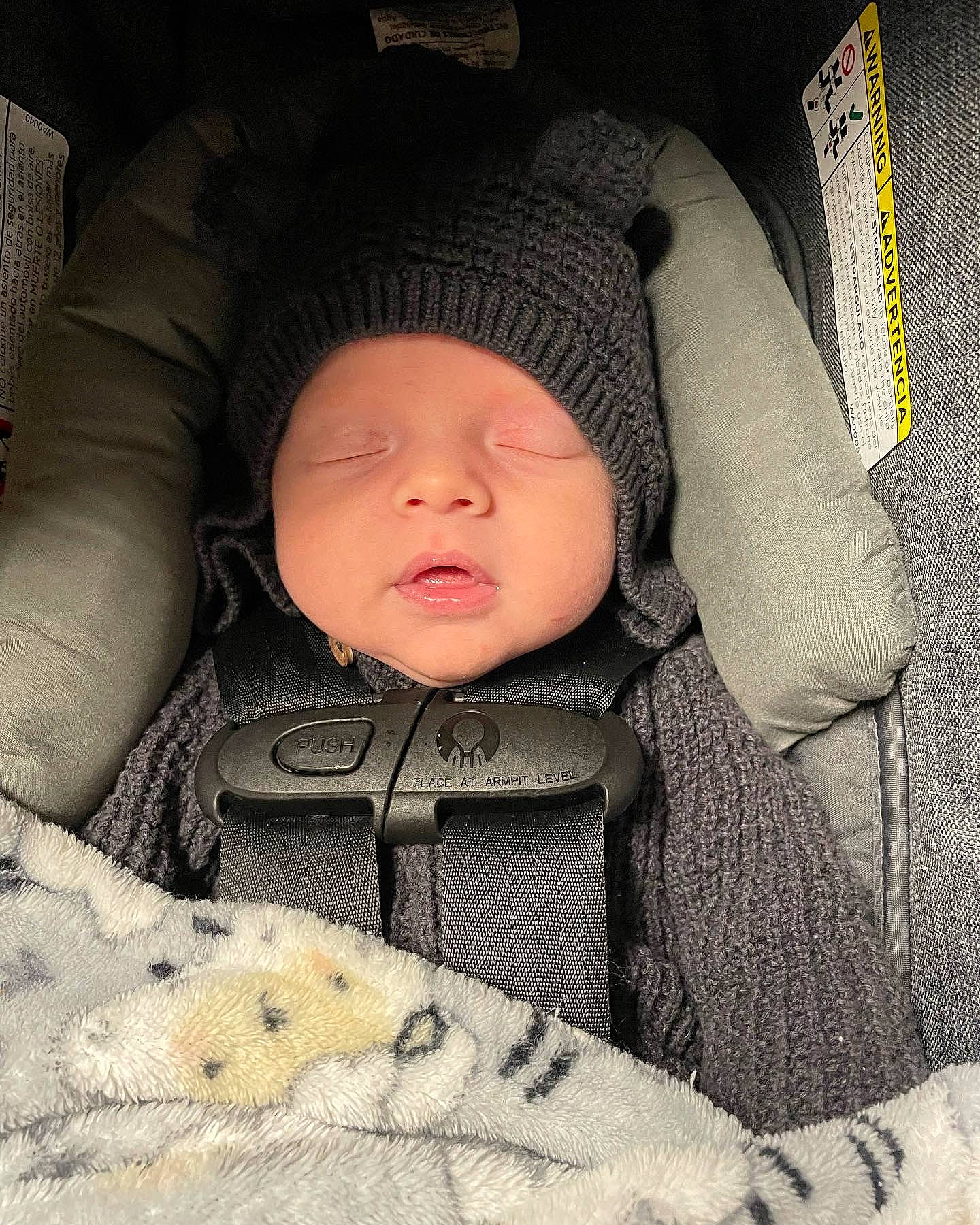 Waylen joined the competition — help win amazing prizes! baby, baby_carriage, baby_products, baby_safety, baby_sleeping, baby_toddler_clothing, cap, cheek, collar, comfort, eye, face, head, headwear, knit_cap, linens, outerwear, pattern, person, skin