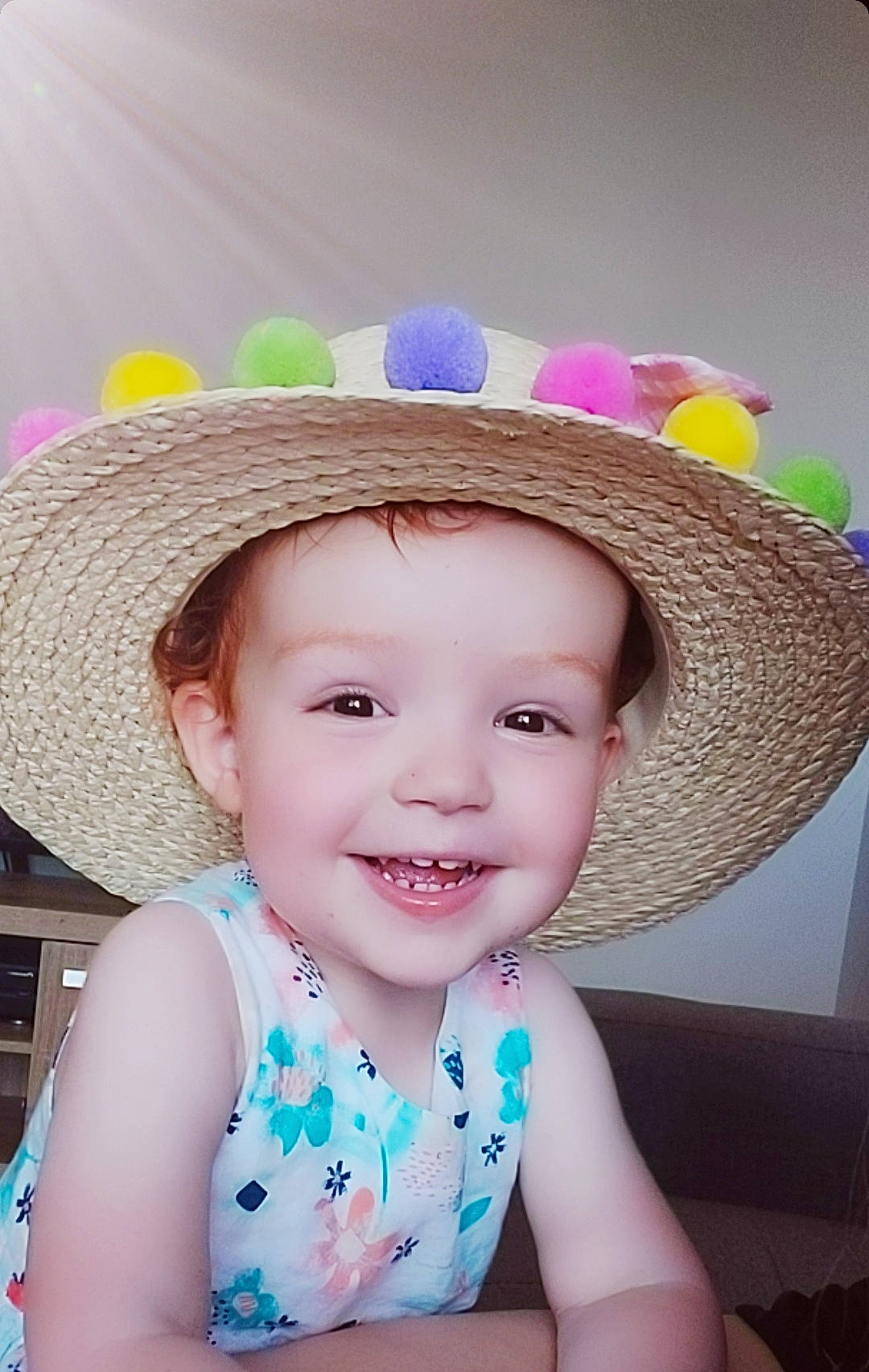 Lily Mae is registered to the contest to win money with this photo: baby, baby_toddler_clothing, beauty, child, costume_hat, facial_expression, fashion_accessory, flash_photography, fun, happy, hat, headgear, headwear, joy, leisure, magenta, person, pink, purple, smile